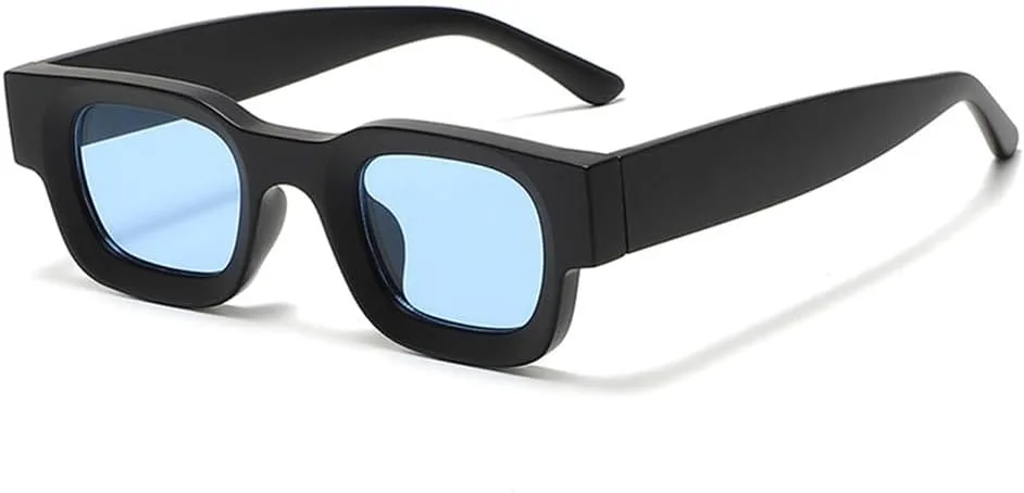 

Солнцезащитные очки SHAUNA Ins в стиле ретро с металлическими шарнирами, маленькие, прямоугольные, с защитой от УФ-излучения UV400 UYPTK, Matte Black Blue