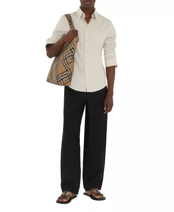 

Приталенная хлопковая рубашка Burberry, серый