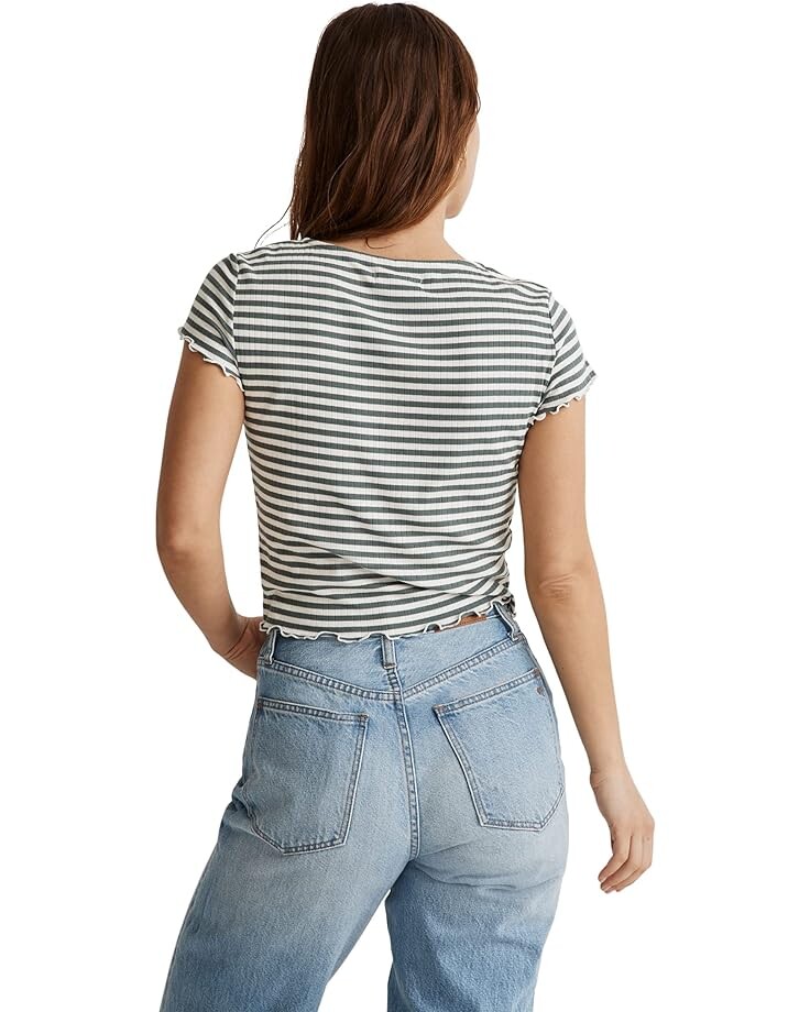 

Футболка Madewell Maya V-Neck Button Front Tee, цвет Foraged Green