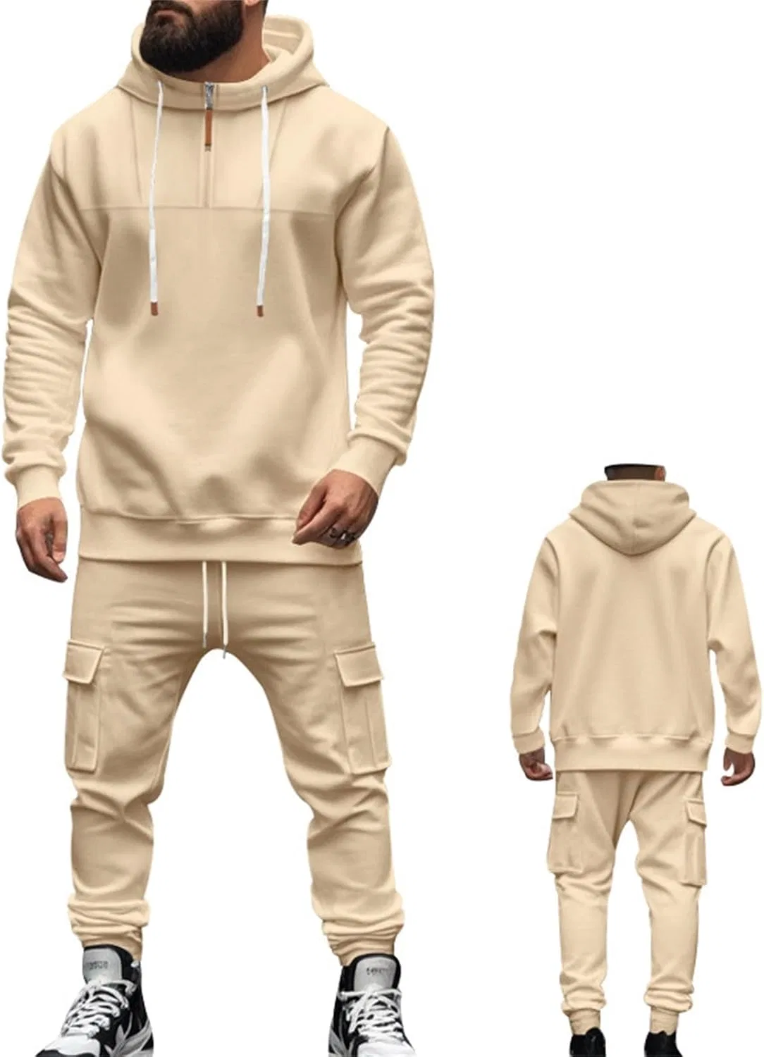 Спортивный костюм с капюшоном из флиса, Beige — фото 3