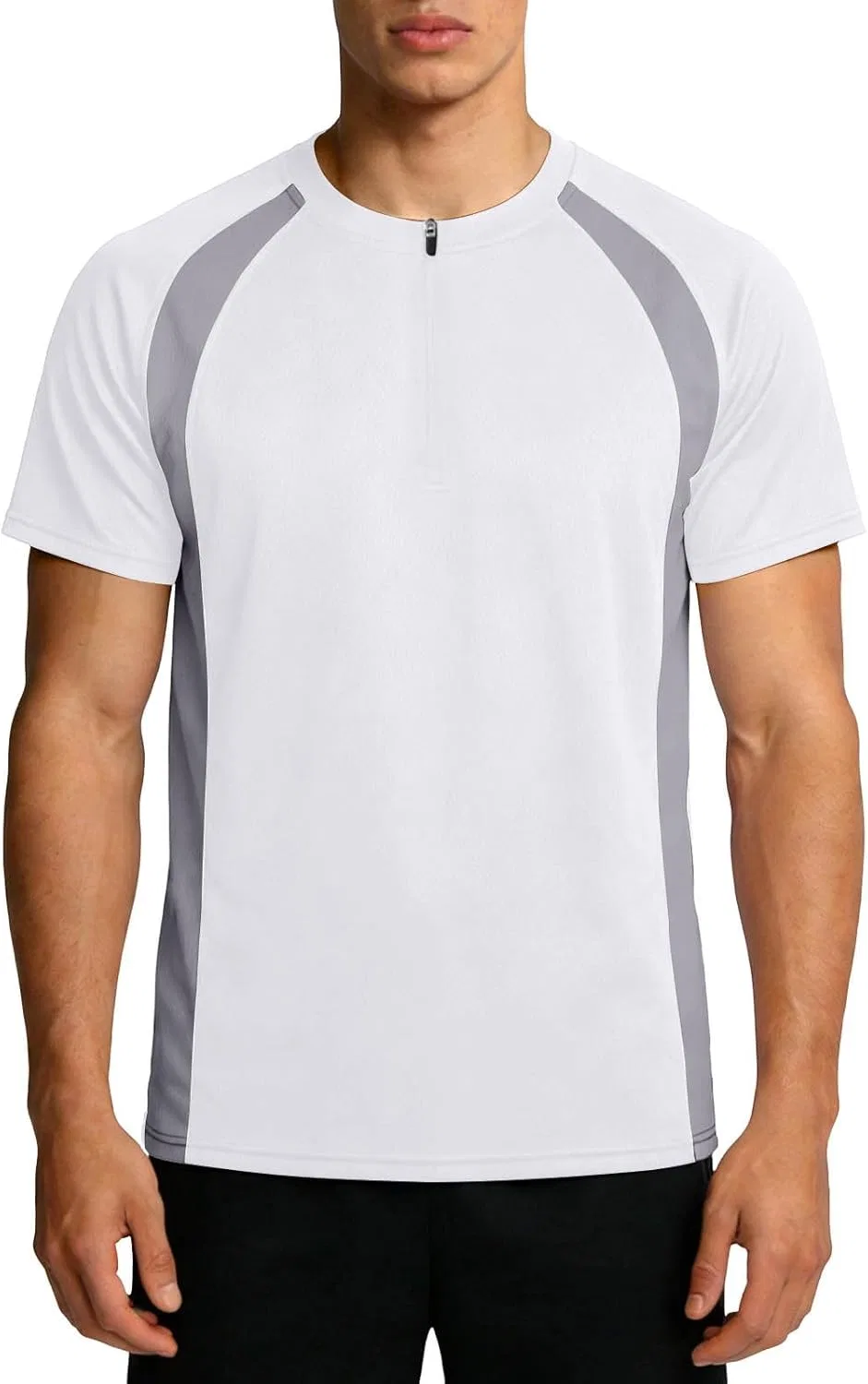 Футболка Athletic Quick Dry с четвертью молнии, Generic, A#01 White
