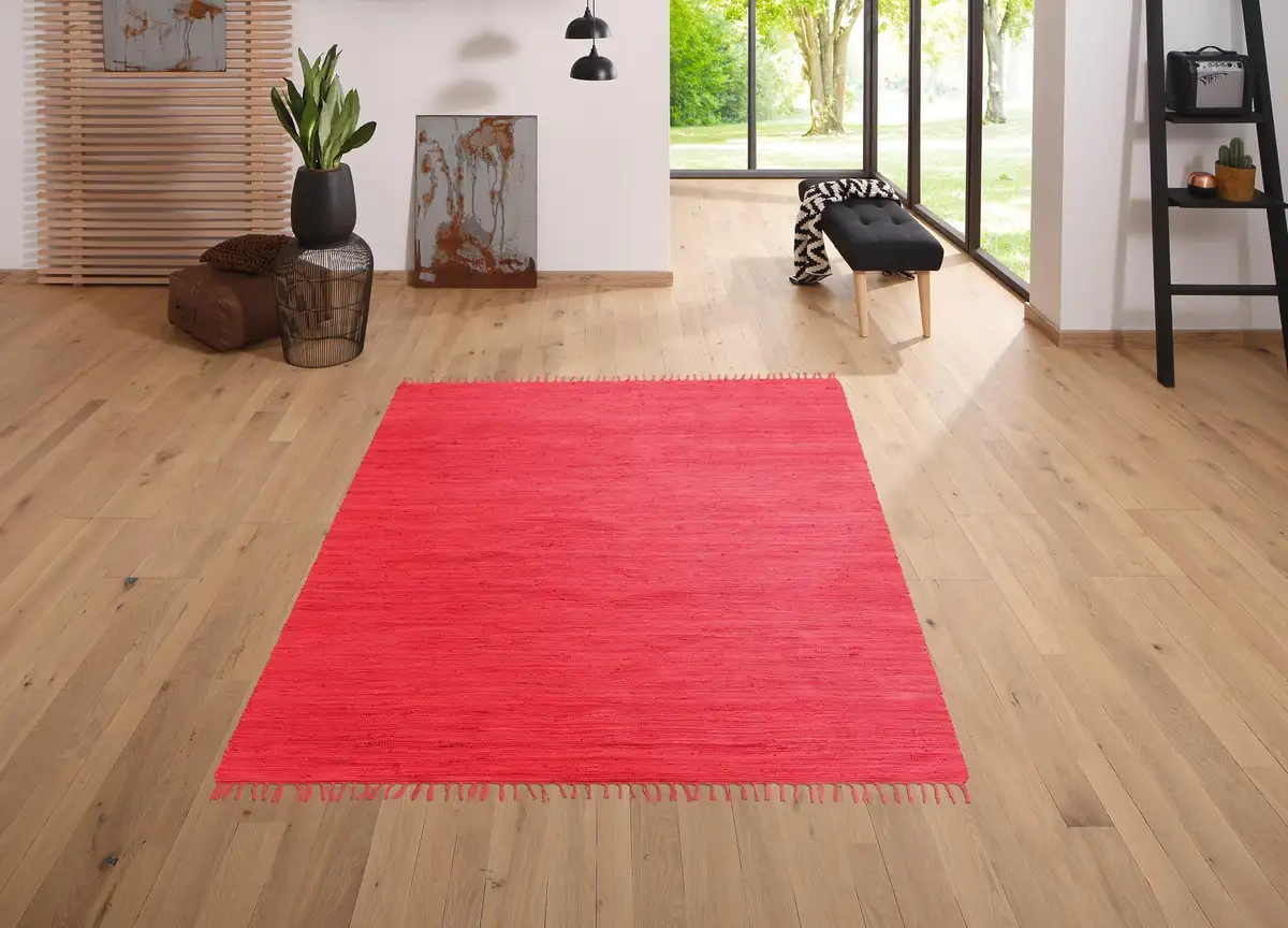 

Мой домашний ковер "Ares", прямоугольный, однотонный, ручная работа, с бахромой My home 70х140 см, красный