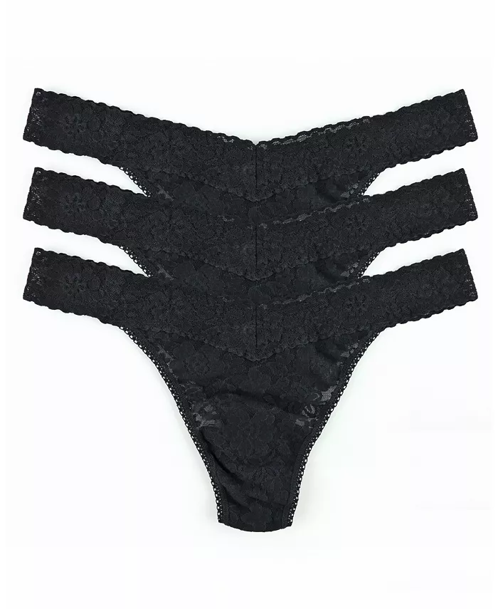 

Женские ежедневные трусики-стринги Original Rise с кружевом, 3 шт Hanky Panky, черный