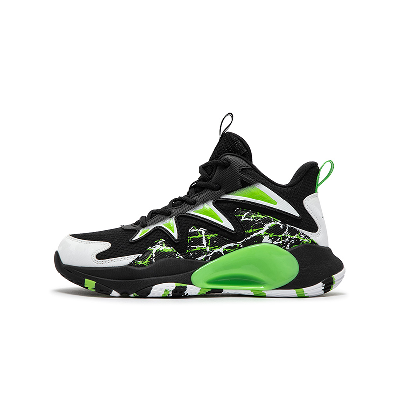 

XTEP Детские баскетбольные кроссовки с высоким берцем, износостойкие, противоскользящие, черно-зеленые