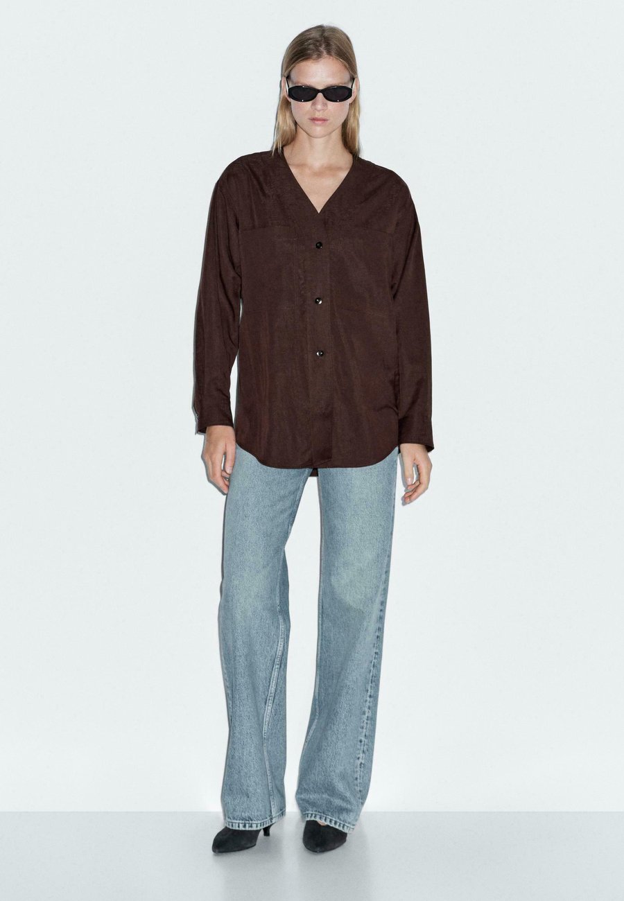 

Блуза Massimo Dutti V-NECK , Dark Brown