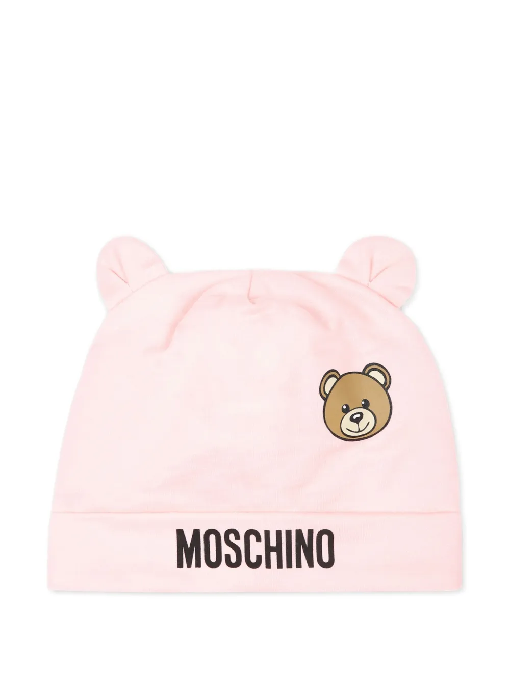 Комплект из двух шапок бини с принтом Teddy Bear Moschino Kids, розовый — фото 2