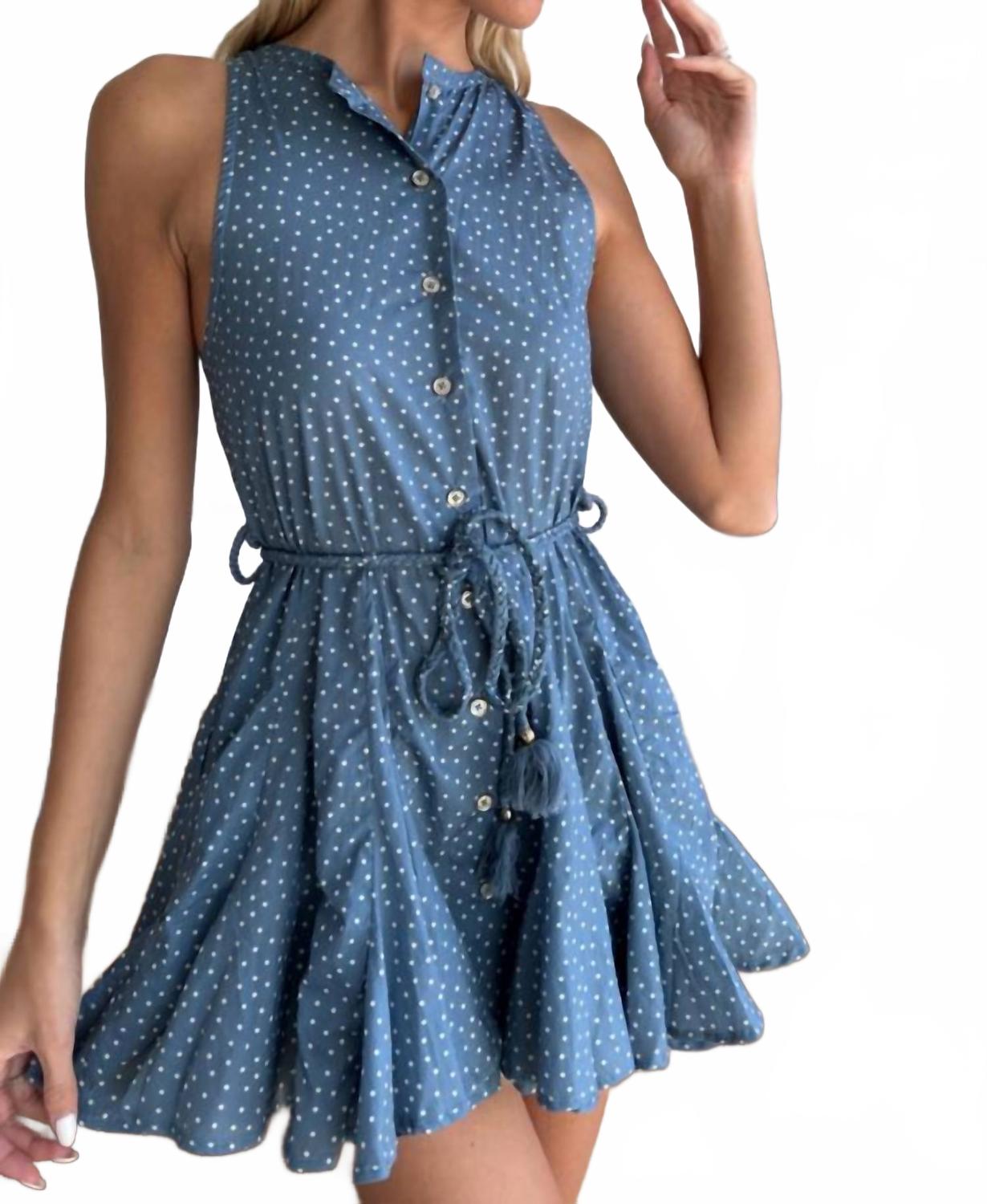 

Голубое платье мини в горошек Fleur Mint