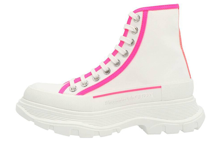 Ботинки женские Alexander Mcqueen Tread Slick на шнуровке, белый / розовый