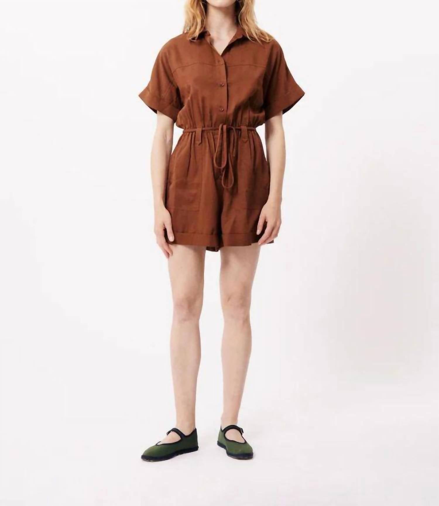 

Комбинезон Lily Woven в коричневом цвете FRNCH