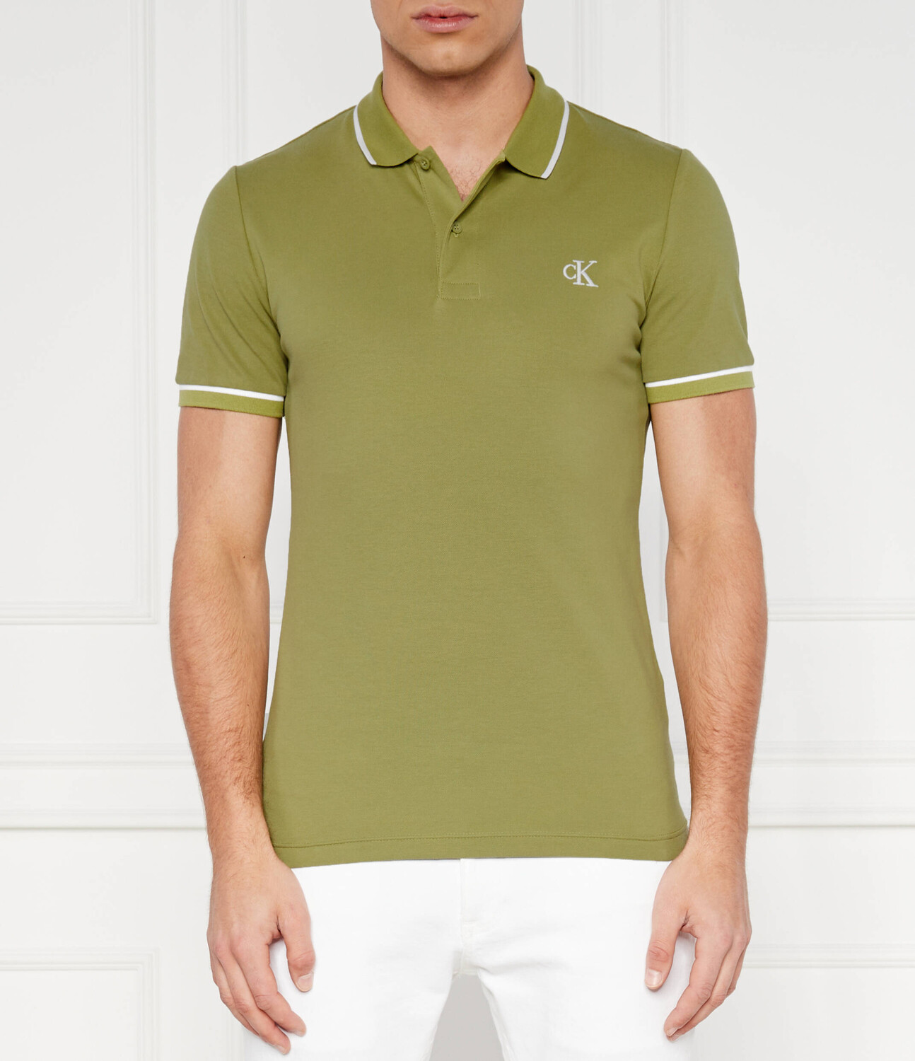 

Поло CALVIN KLEIN JEANS Slim Fit pique, зеленый