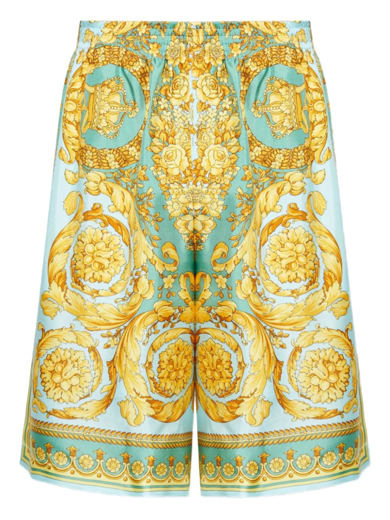 

Шорты из шелка с принтом Versace Barocco, зеленый