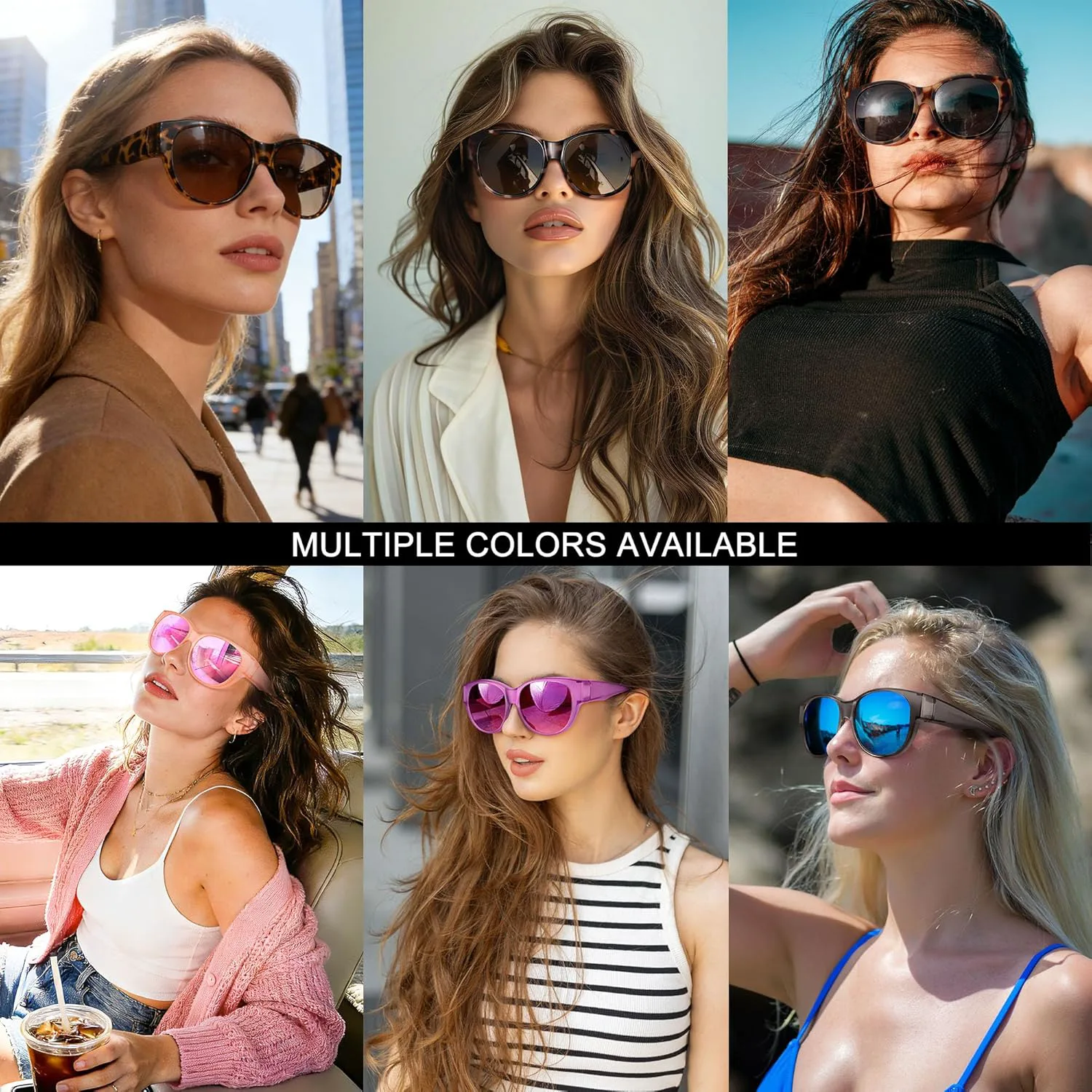 

Солнцезащитные очки URUMQI для женщин, надеваемые поверх обычных очков, поляризованные, с защитой UV400, круглые, «кошачий глаз», A13 Matte Pink Frame/Grey Lens