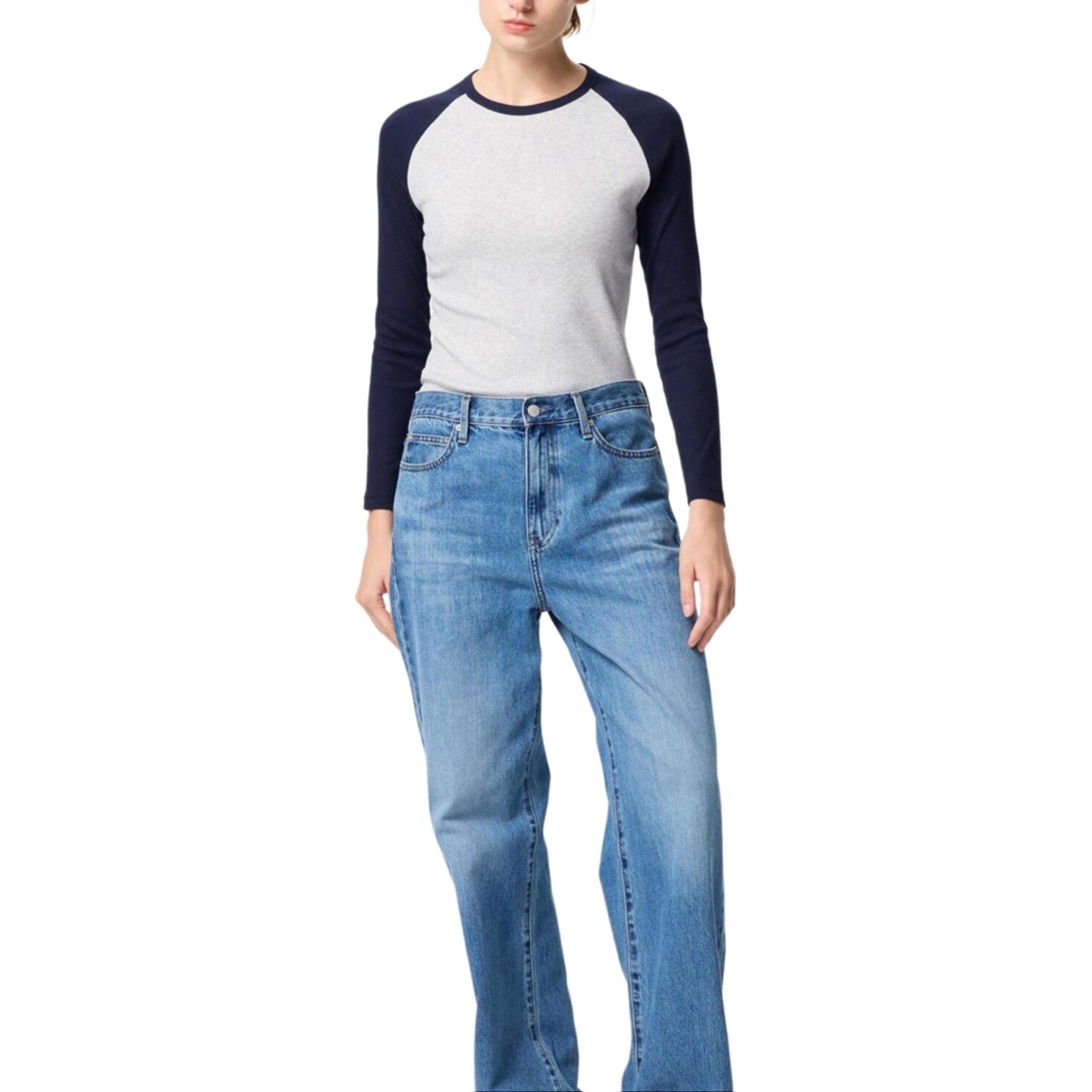 

Футболка с регланными рукавами женская UNIQLO, темно-синий