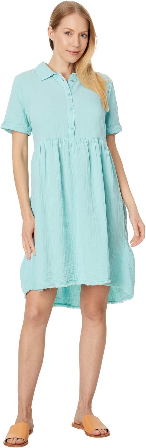 

Платье Mod-o-doc Roll-Up Sleeve Tiered Back Dress, цвет Aqua Dream