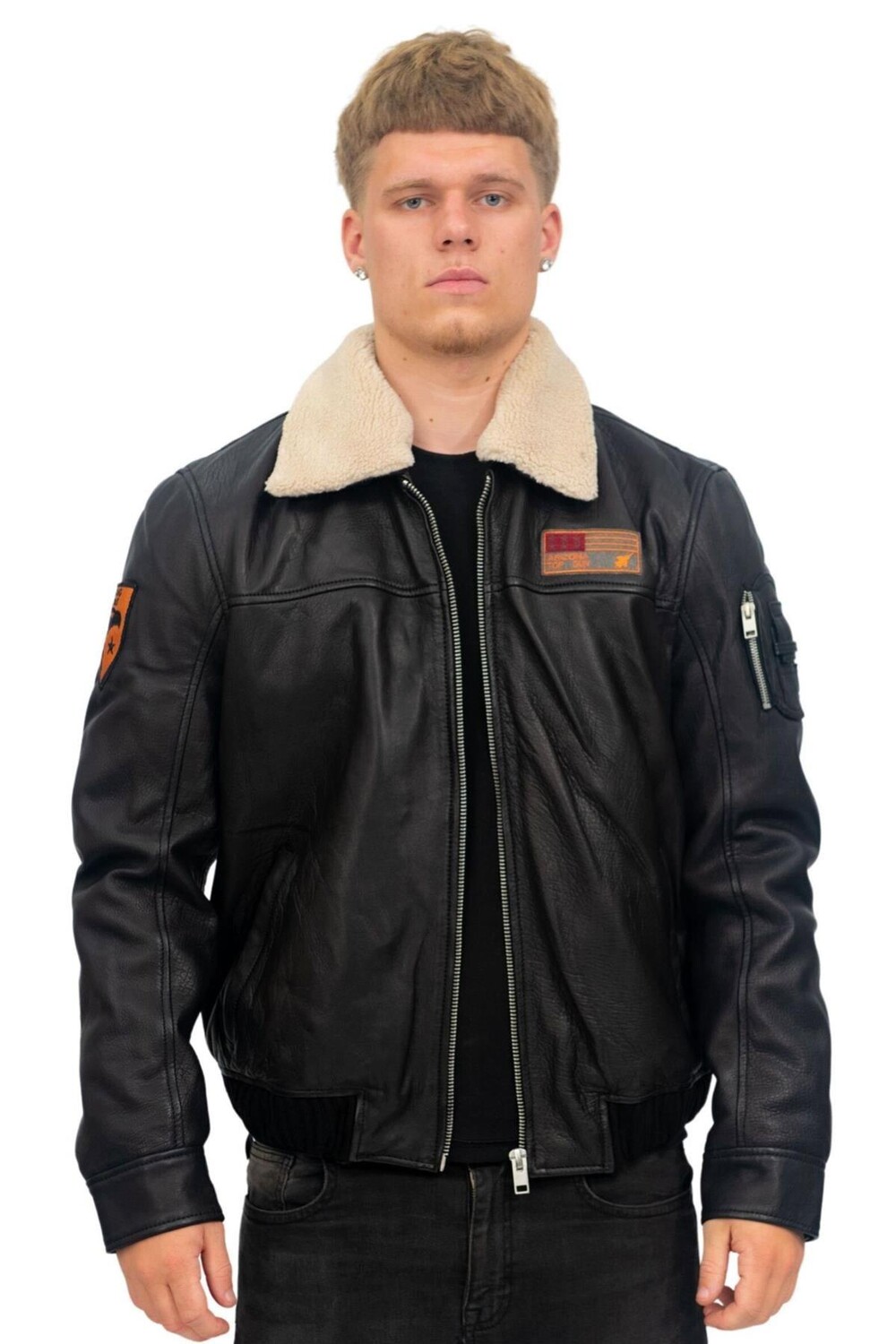 

Кожаный бомбер США, Аризона Infinity Leather, черный