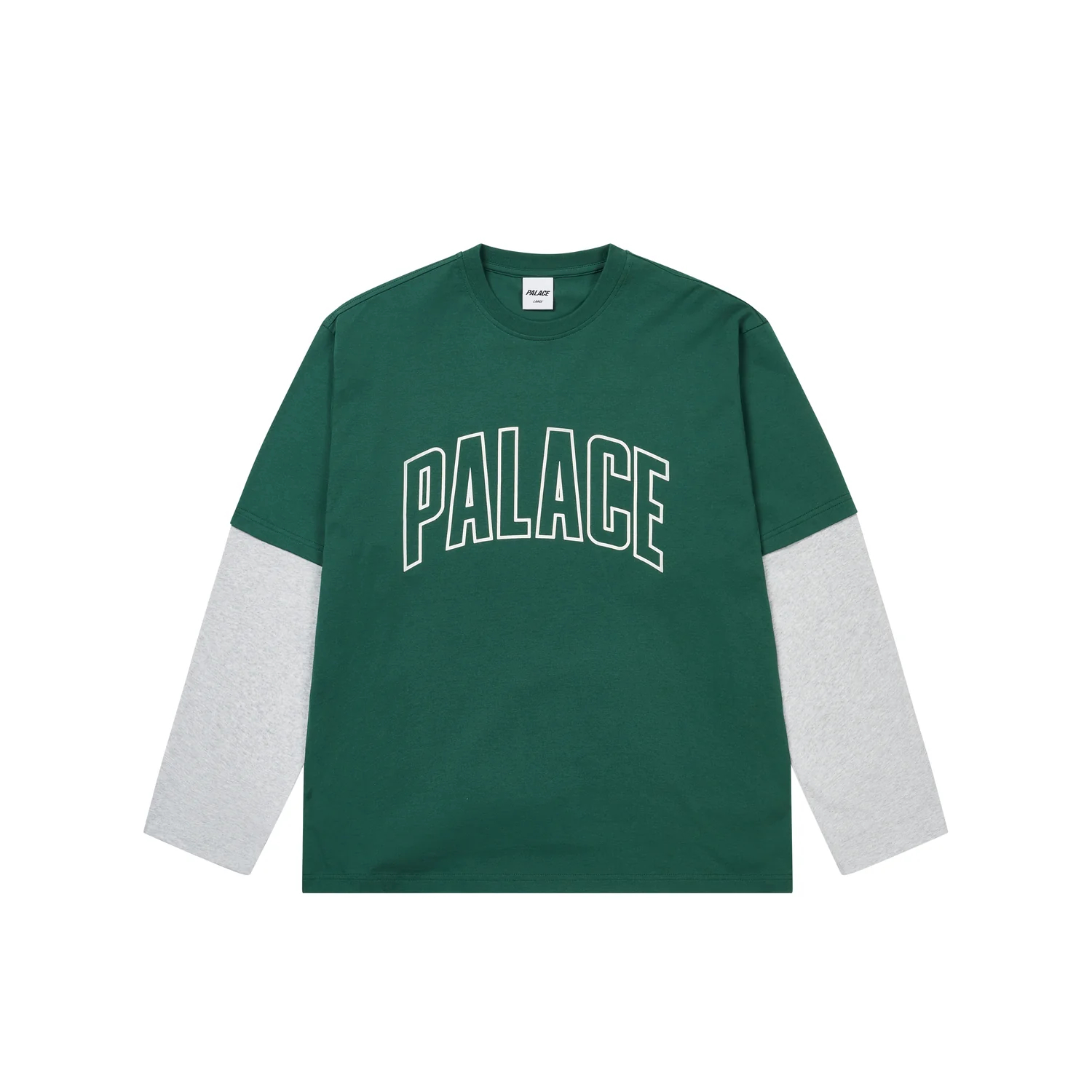

FW25 DROP3 удивительно длинный рукав футболка Unisex PALACE, зеленый/серый
