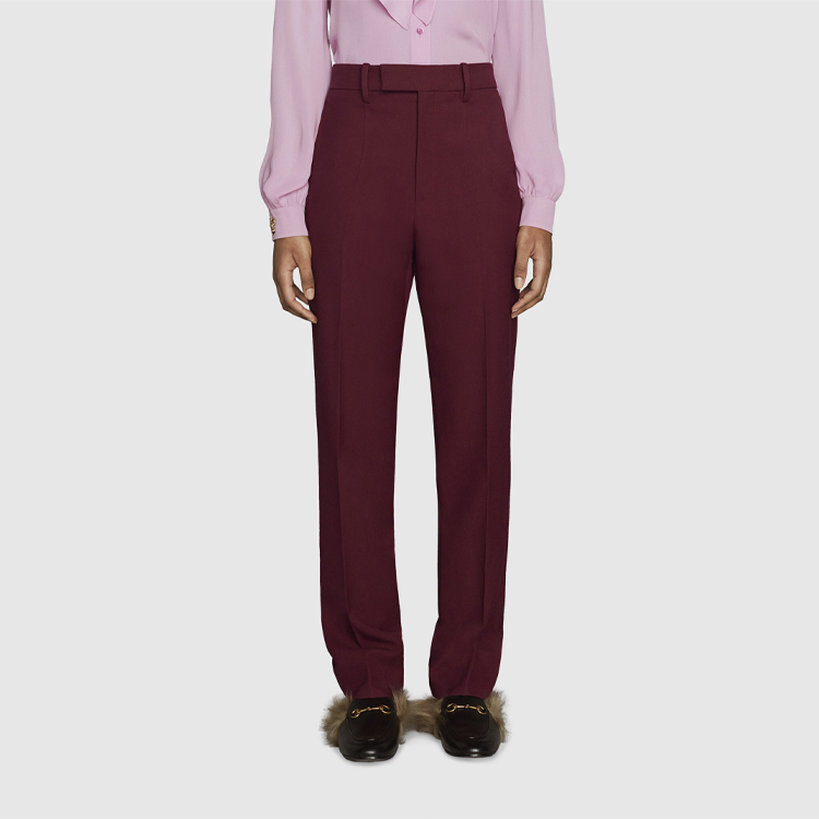 Женские брюки Gucci Princetown FW21, переиздание 2015, темно-красные — фото 4
