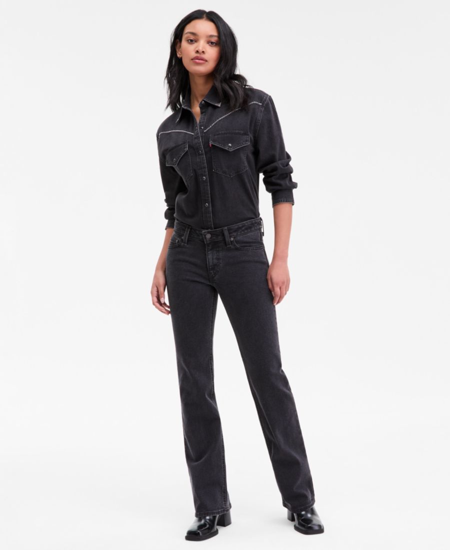 

Женские джинсы-клеш с очень низким низом и заклепками Levi's, Black