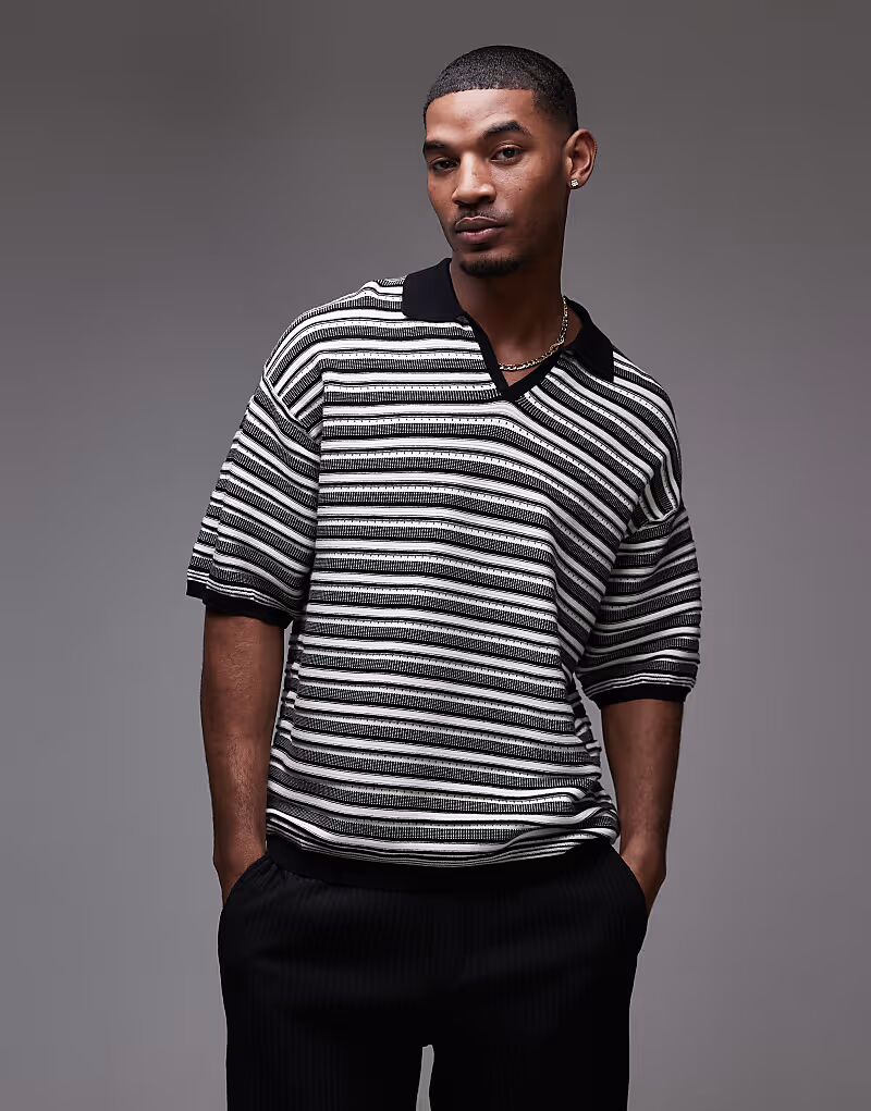 

Трикотажное поло Topman в полоску, монохромное