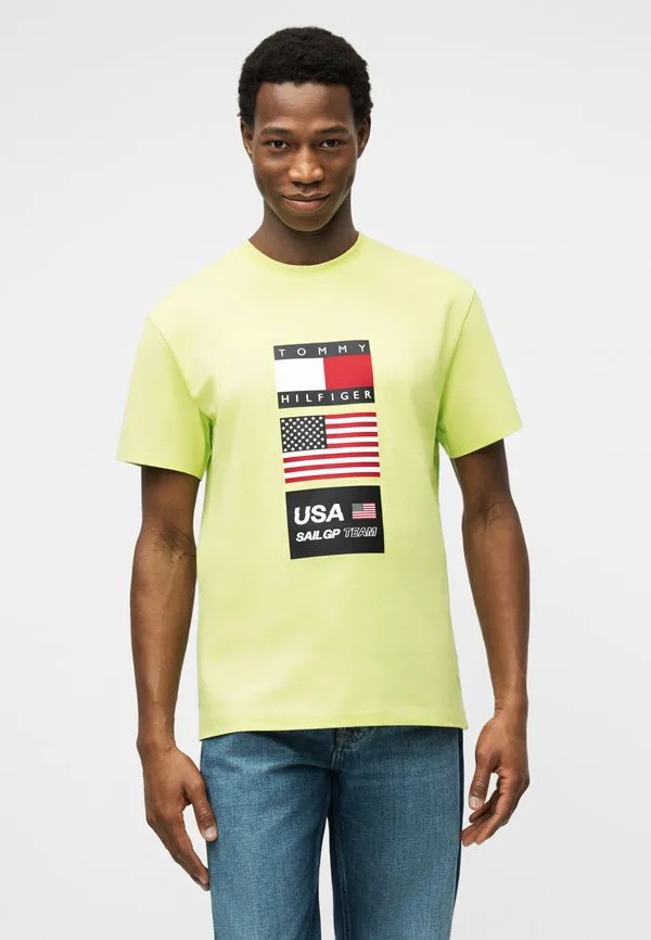 Футболка с логотипом команды tommy x us sail gp, футболка с принтом. Tommy Hilfiger, Citra Lime — фото 4