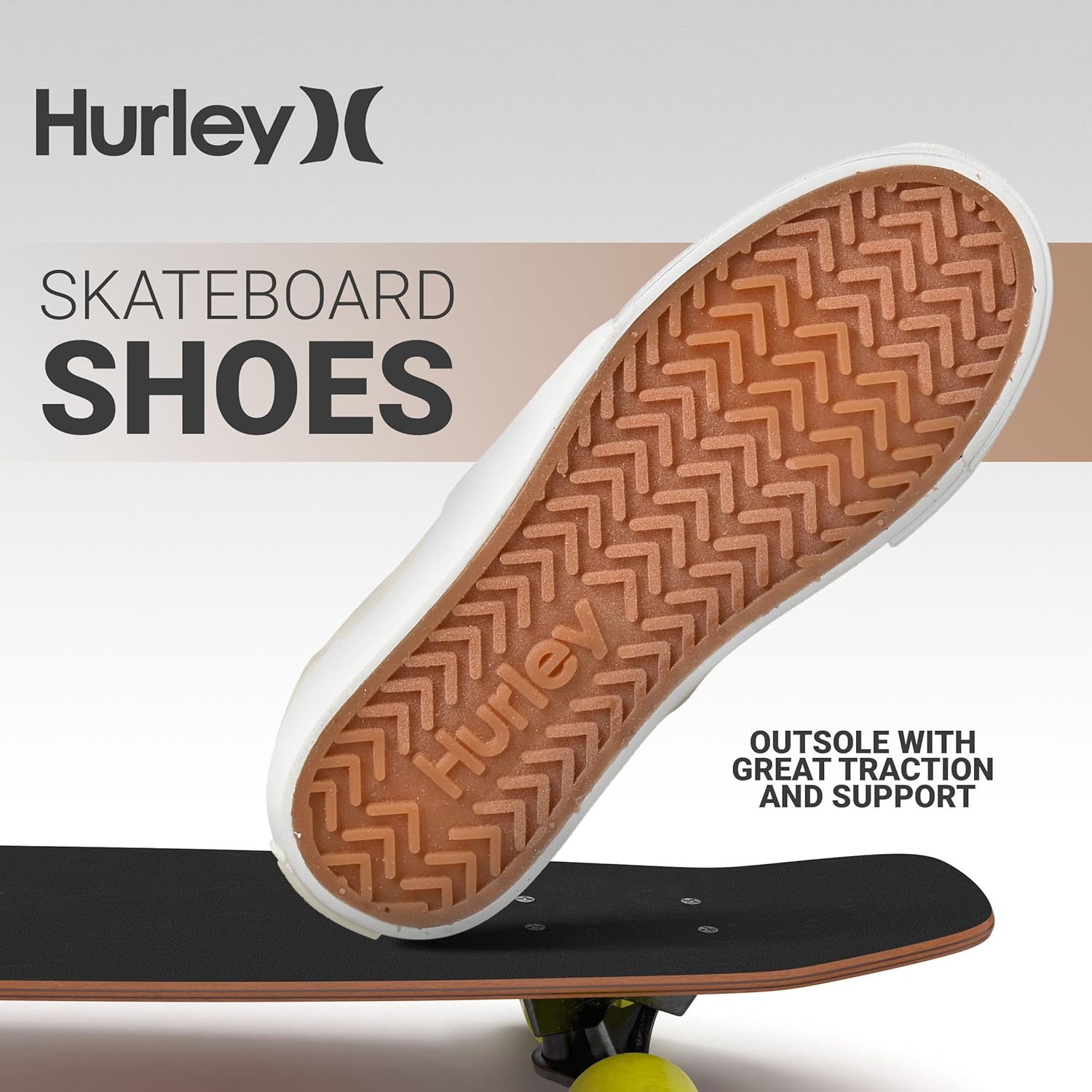 Детские кеды Hurley Marley на шнуровке - низкие кроссовки для скейтбординга для детей, спортивная обувь для мальчиков и девочек, белый/бежевый — фото 4