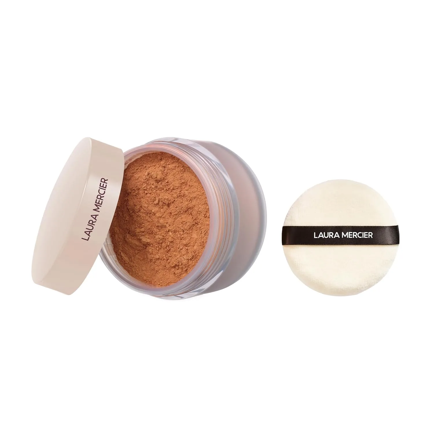 Laura Mercier Translucent Loose Talc-Free Setting Powder Ultra-Blur в оттенке Medium Deep: натуральный и размывающий финиш, с гиалуроновой кислотой, для тонов кожи от medium-deep до deep + набор с велюровой пуфф