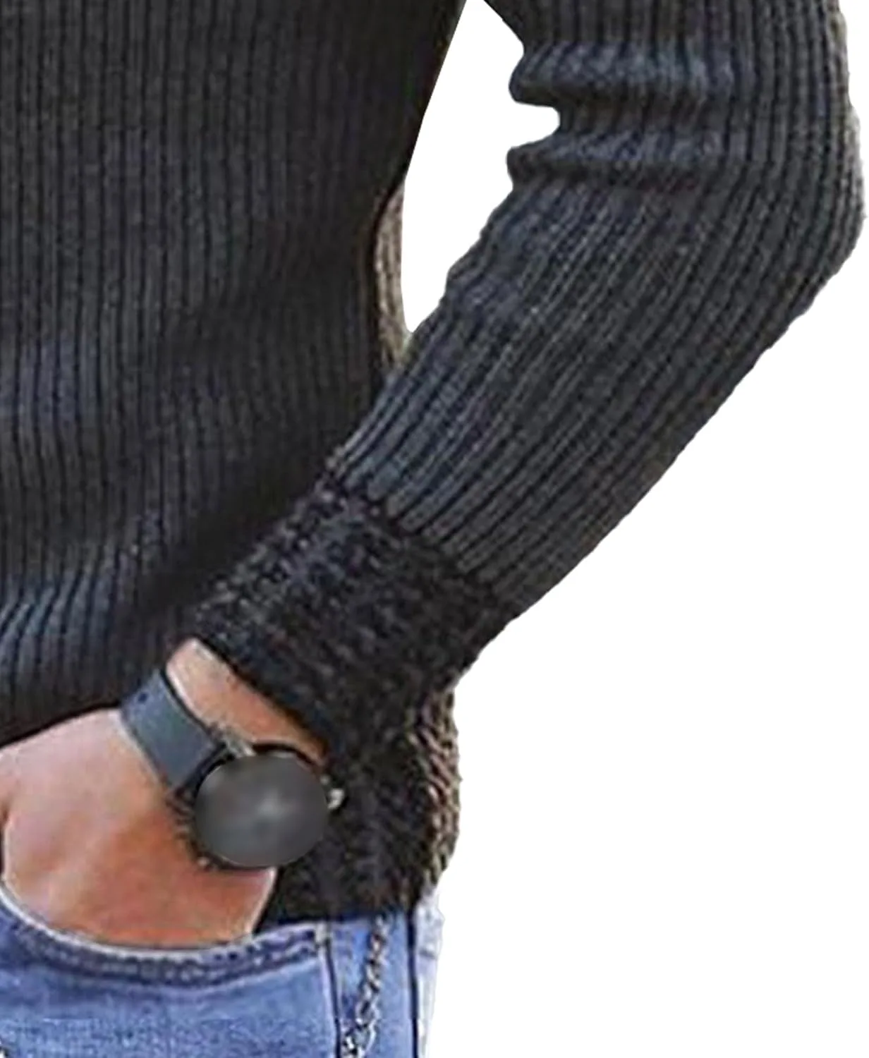 Мужской свитер с шалью и воротником-стойкой Slim Fit — фото 3