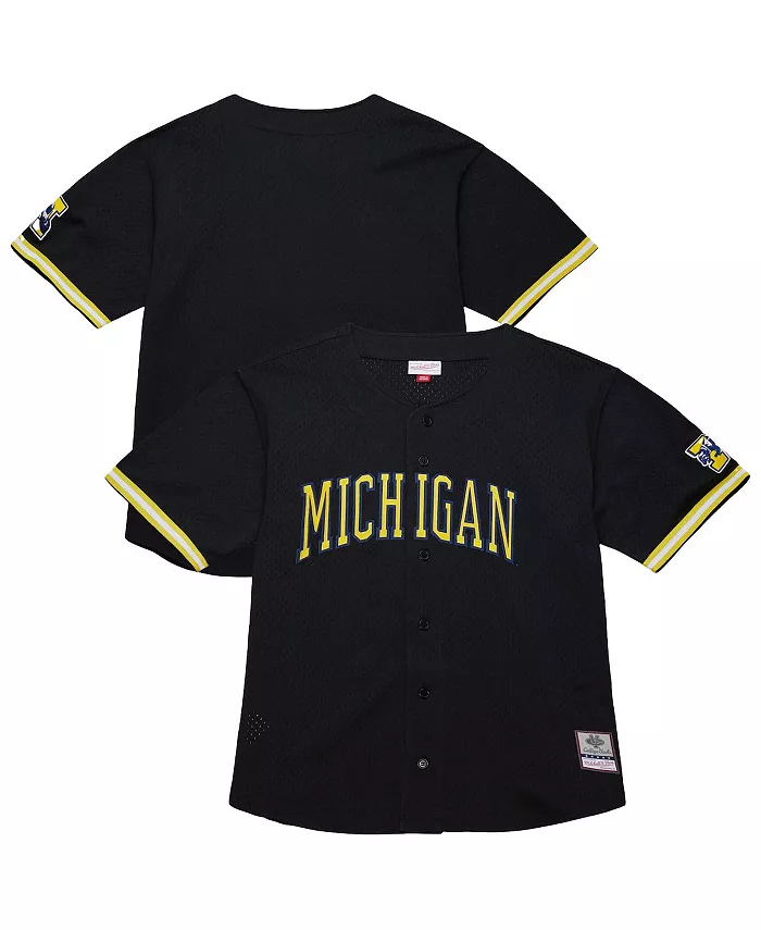 

Мужская модная джерси Michigan Wolverines On The Clock на пуговицах, черная Mitchell & Ness