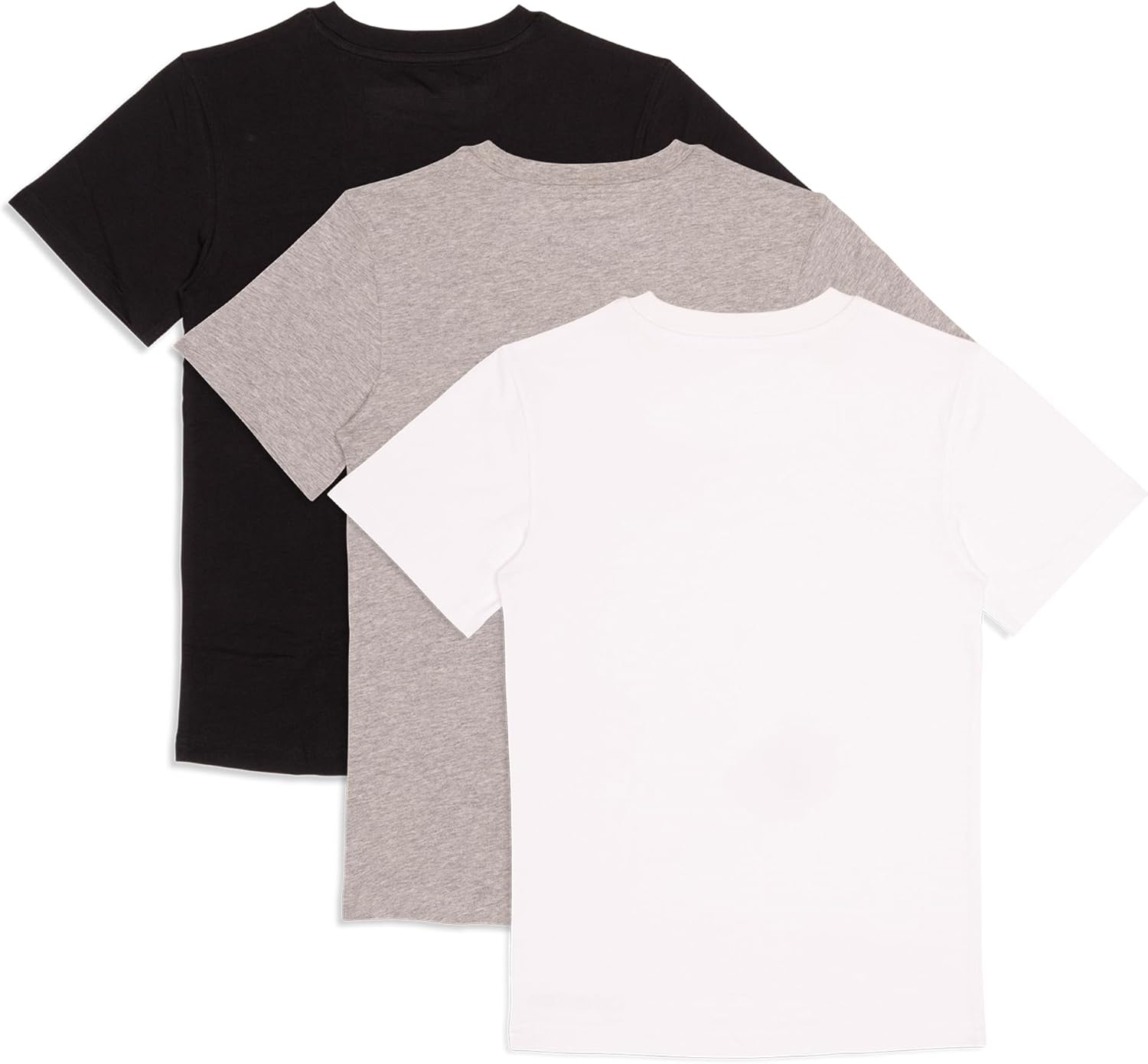 Футболки Calvin Klein Boys с коротким рукавом и круглым вырезом, хлопковые, упаковка 3 шт., White/Heather Gray/Black — фото 2