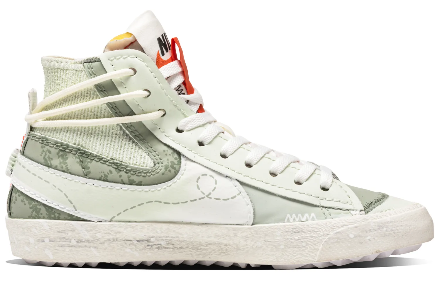 Nike Блейзер Twilight Spring Breeze Slip Resistant Abrasion Resistant Mid top скейтборд обувь Unisex бежево-зеленый — фото 3