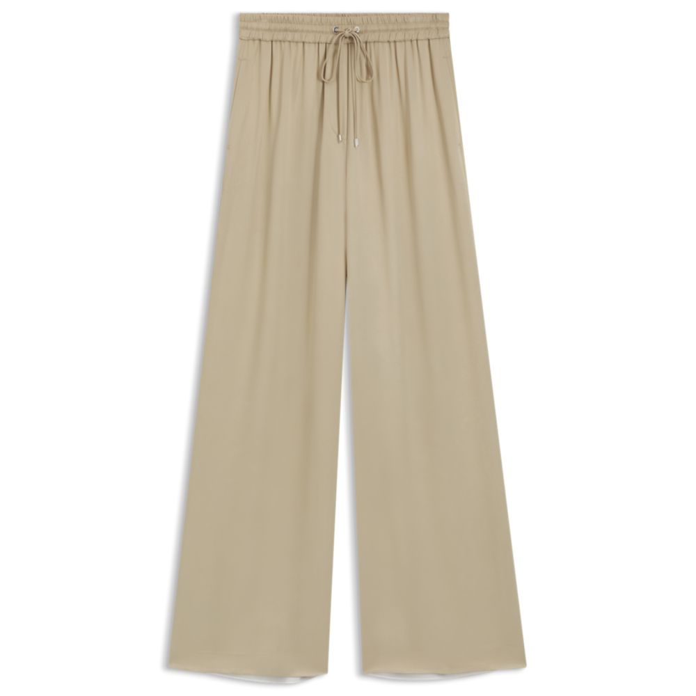 

Удлиненные брюки свободного кроя из атласа BOSS, светло-бежевый