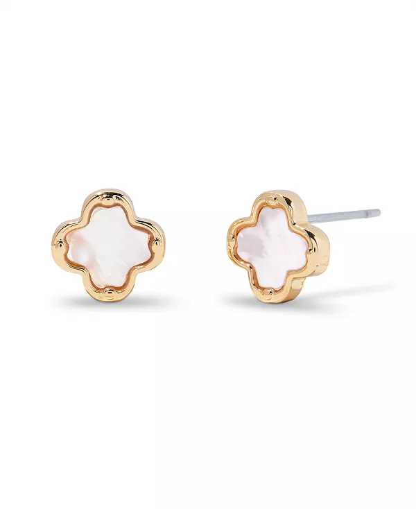 

Серьги-Гвоздики Chatham с перламутровым покрытием и позолотой в форме клевера Brook & York, gold