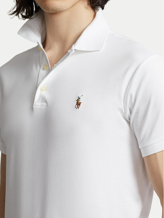 Поло slim fit 710685514001 Polo Ralph Lauren, белый — фото 4