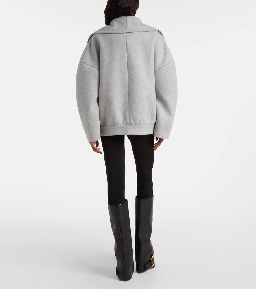 Укороченное пальто оверсайз из шерсти и кашемира Balmain, Gris Clair — фото 3