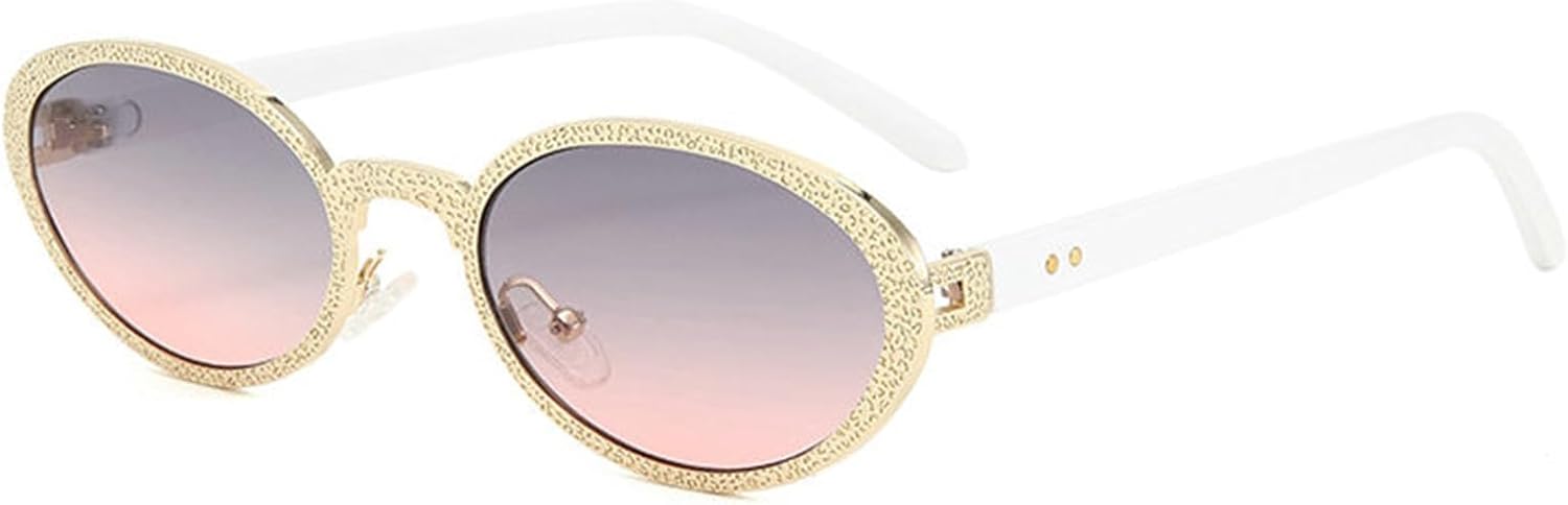 

Классические овальные женские солнцезащитные очки Helena, винтажные мужские панк-очки, маленькая металлическая оправа, градиентные, для улицы, в стиле Y2K, защита от УФ-излучения UV400 S68, C8