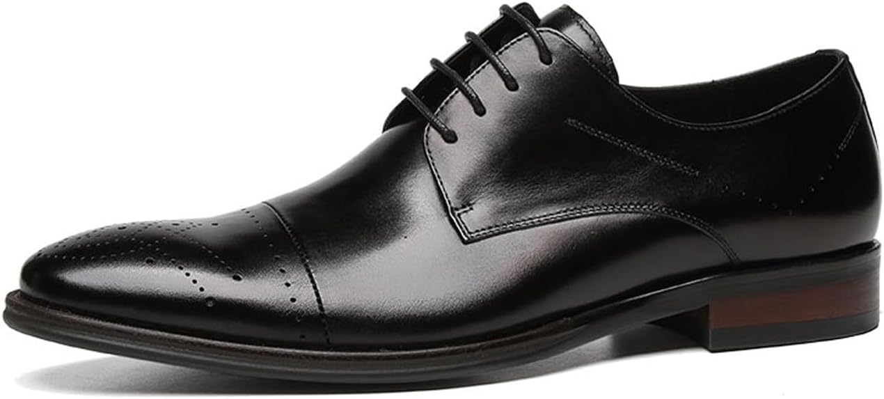 

Мужские туфли Santimon Oxfords из натуральной кожи - Ручной работы дерби с закрытым носком для формальных мероприятий, смокинга, выпускного вечера, свадьбы и делового повседневного стиля, черный