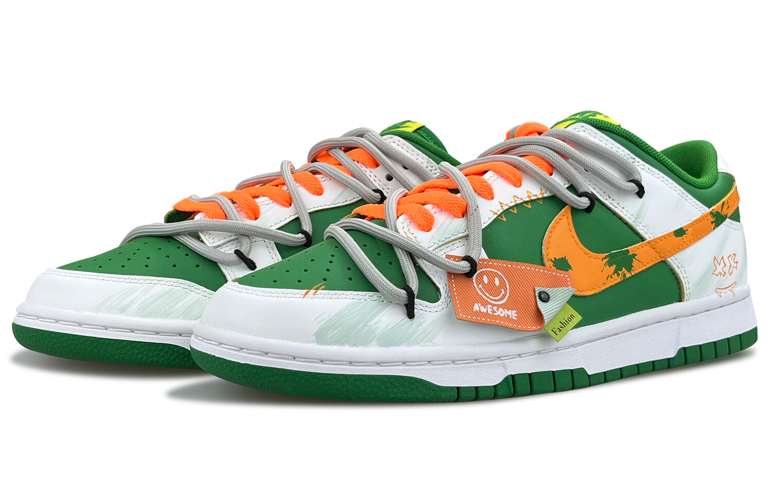 

Кроссовки Nike Dunk Skateboarding Shoes Men Low-top Green/orange/white, зеленый/оранжевый