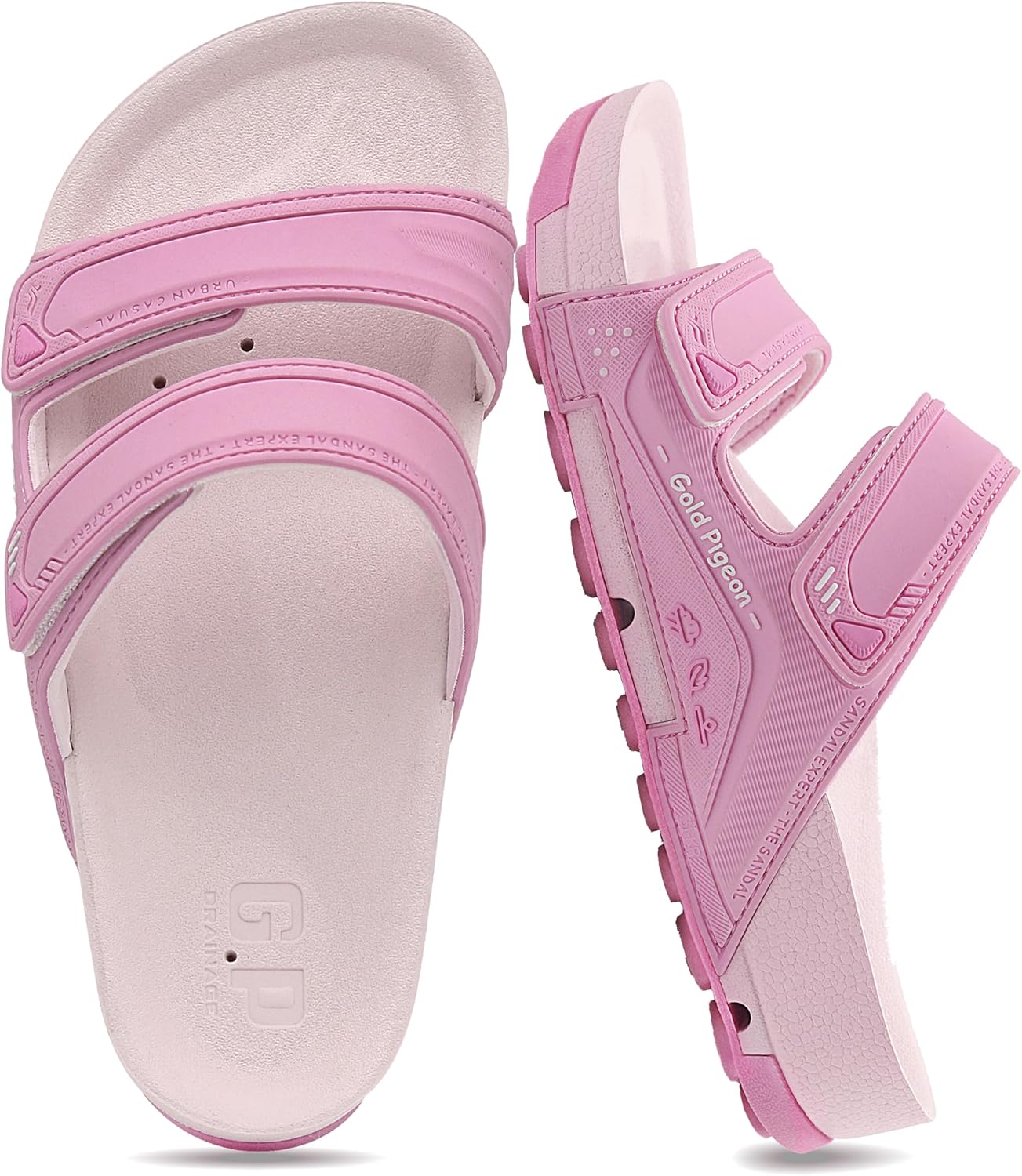 

Детские шлепанцы Gold Pigeon с двойными регулируемыми ремешками для мальчиков и девочек Gold Pigeon Shoes, розовый