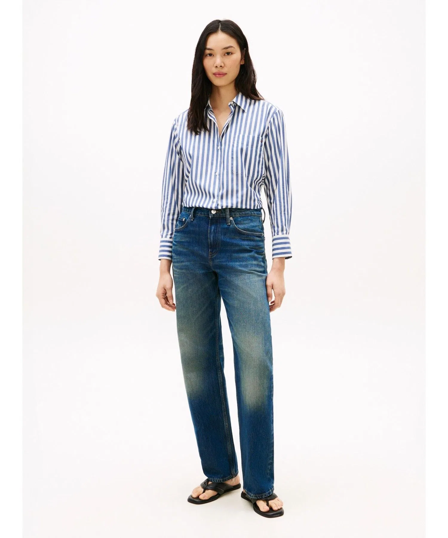 Женская рубашка Tommy Hilfiger из хлопка с длинным рукавом мультиколор — фото 3