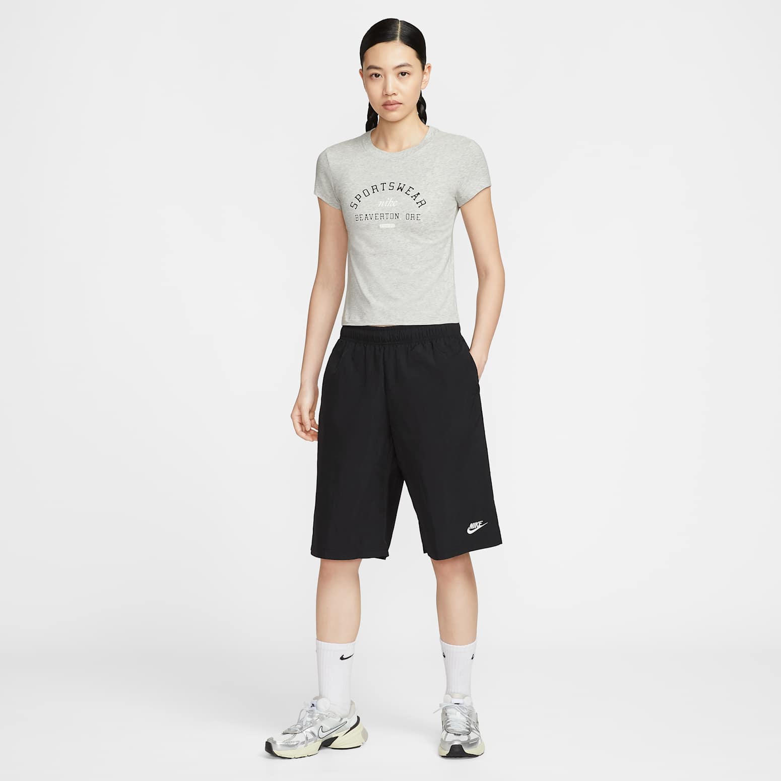 Футболка (WMNS) Nike Sportswear Phoenix Slim Short Sleeve T-Shirt 'Grey Heather' — фото 3