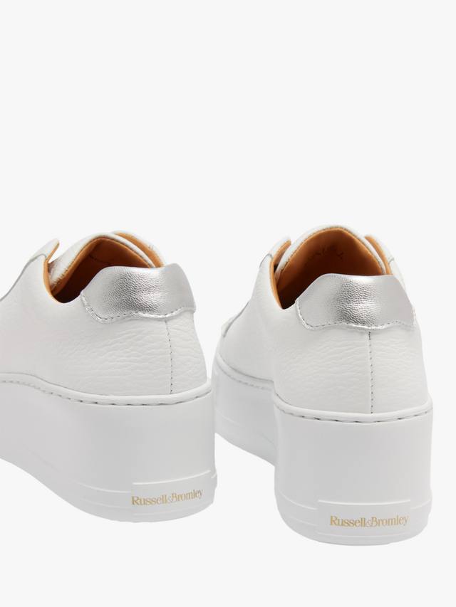 Тренеры Park Up из зерненой кожи без шнуровки на платформе Russell & Bromley, White — фото 3