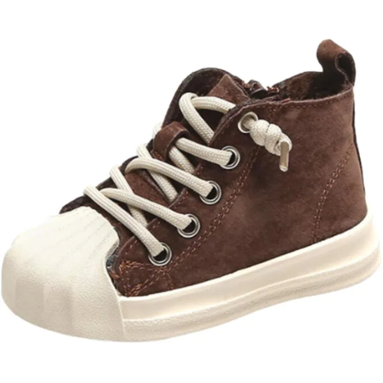 Термообувь из свиной кожи для скейтбординга Pigskin Thermal High top Kids' Skateboarding Shoes Infant And Toddler MAIBUXIONG, Leopard Print (Fleece-Lined) — фото 3