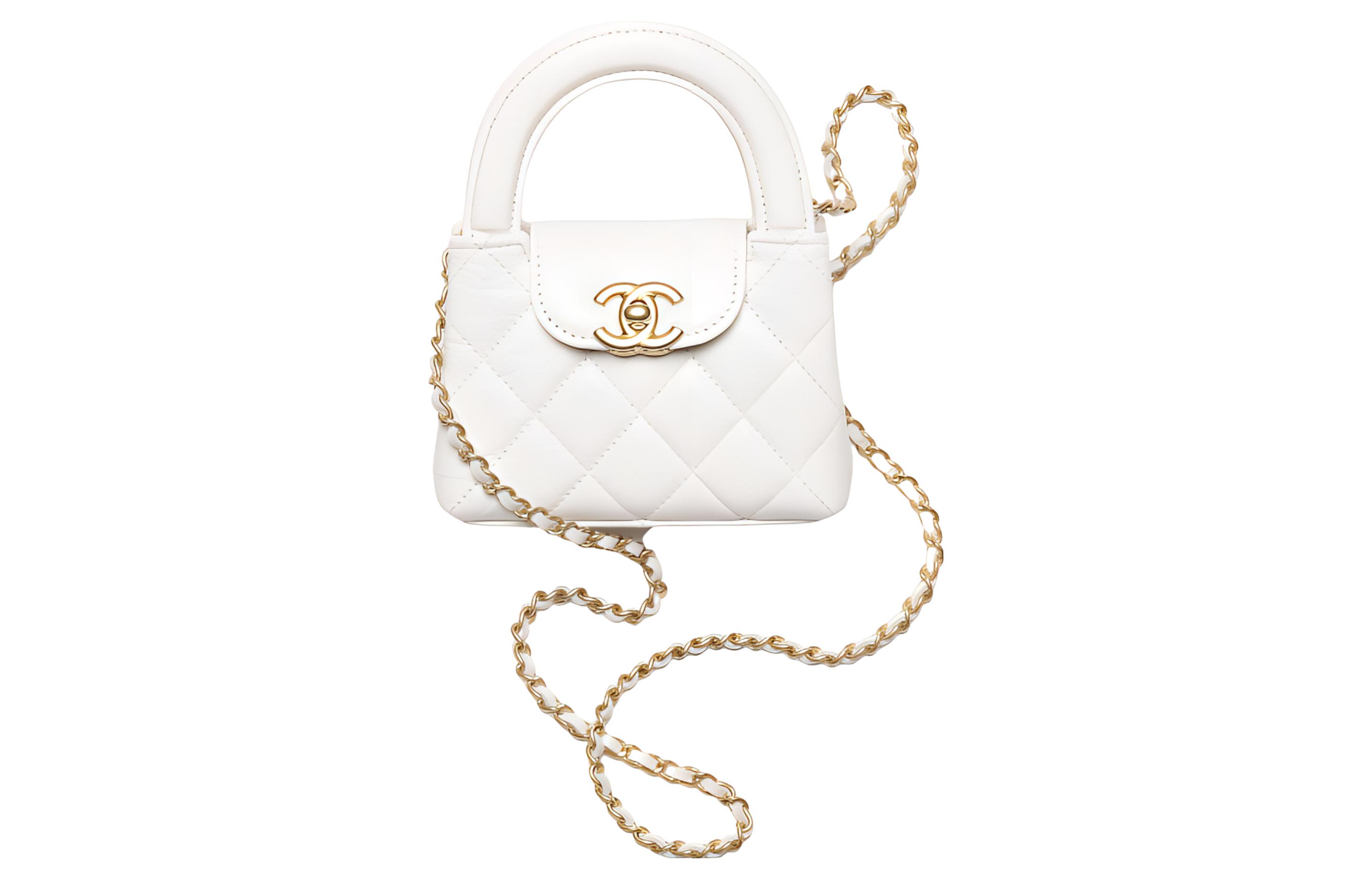 

Кожаная сумка-клатч из коровьей кожи, женская белая наплечная сумка CHANEL