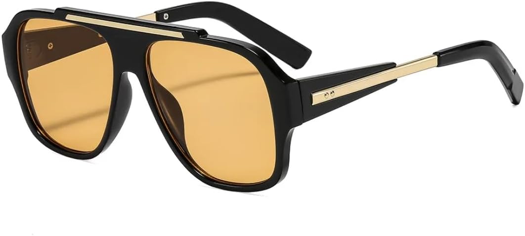 

Солнцезащитные очки для мужчин и женщин - защита UV400 - градиентные линзы, толстая оправа с заклепками, подходят для занятий спортом на открытом воздухе и вождения DSVIGF, Black Orange