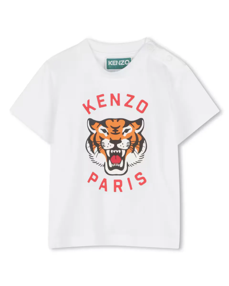 

Белая футболка из хлопка Kenzo Kids, белый