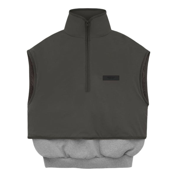 

Жилет ss24 nylon fleece mockneck vest 'dark heather oatmeal ink' Fear Of God Essentials, черный