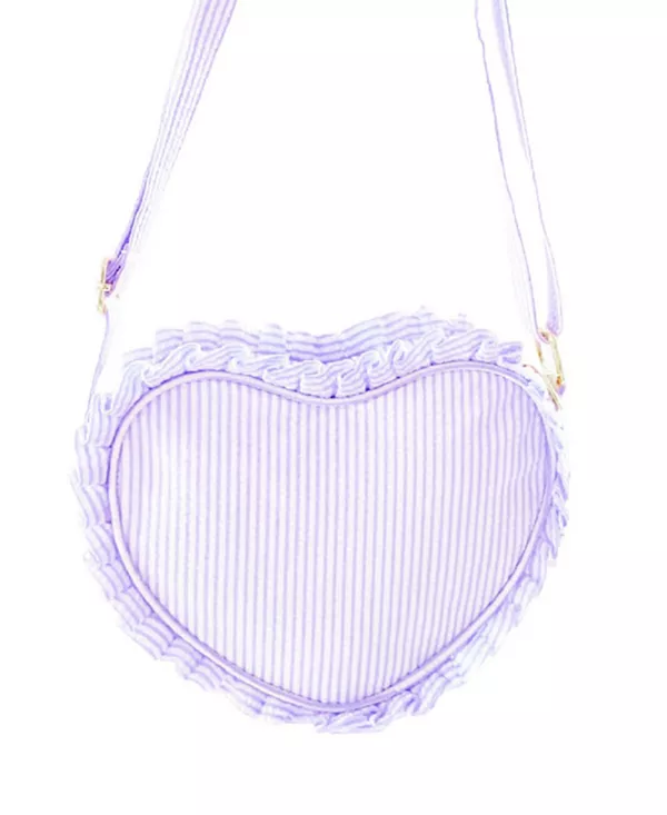 

Детская сумочка в форме сердца из жатой ткани с цветочным узором «лилия лаванда» - для малышей и для взрослых. Bits & Bows, фиолетовый