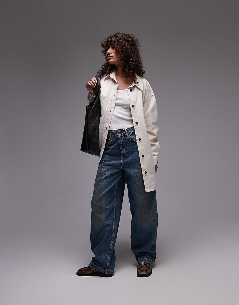 

Topshop – джинсовая куртка-рубашка цвета экрю