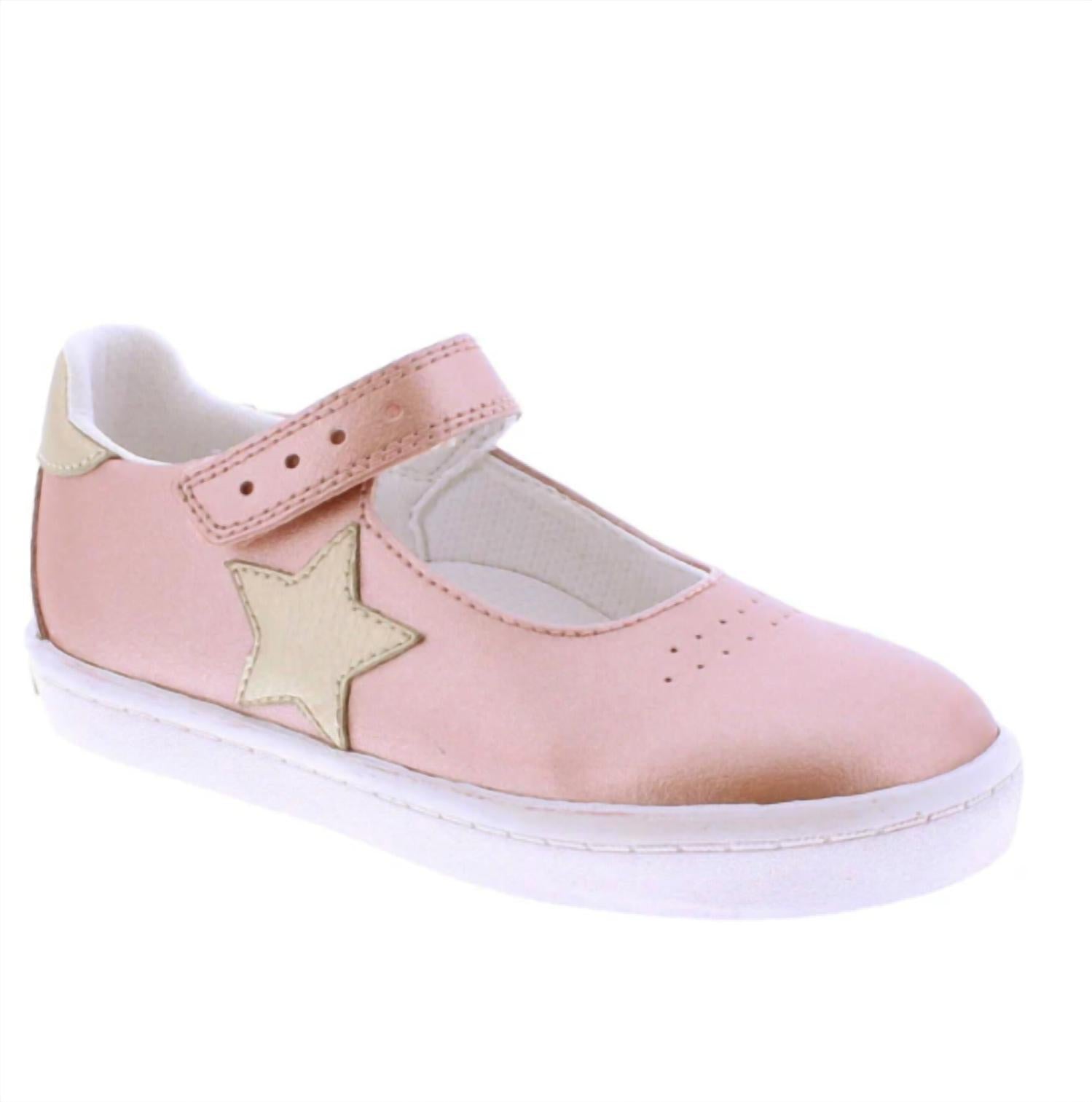 

Туфли Stella Flat для девочек из розовой/золотой кожи Footmates