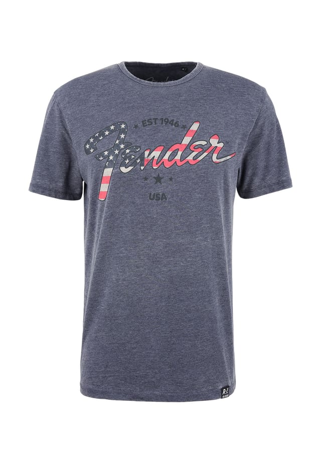 

Футболка с логотипом Fender American Flag и логотипом Fender в винтажном стиле Re:Covered, синий